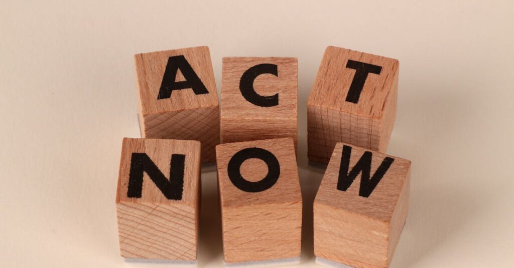 pexels-photo-33090479-33090479 Wooden blocks with 'ACT NOW' message encouraging action on a neutral background.
